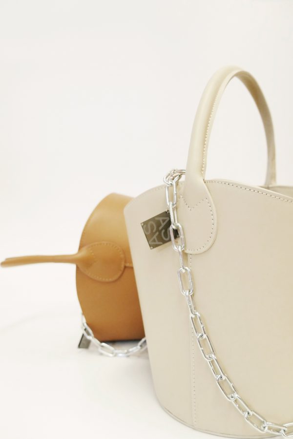 Bolso piel creta beige